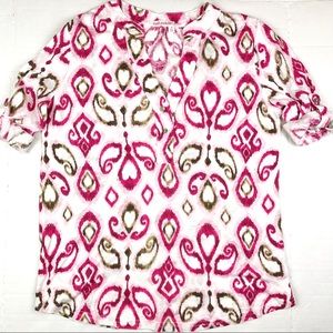 Fresh Produce Ikat Pop-over Top Pink Women's Med